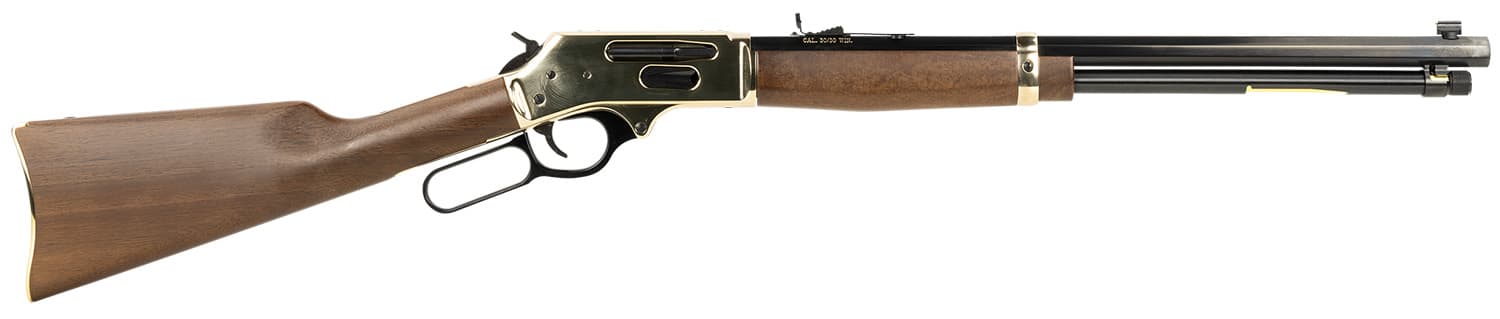 HENRY SIDE GATE FS 30-30 WIN 5+1 20" BLUED STEEL BARREL, BRASS POLISHED DRILLED & TAPPED BRASS RECEIVER